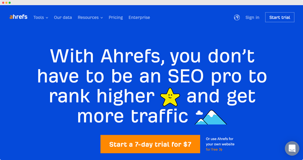 Ahrefs web page screenshot
