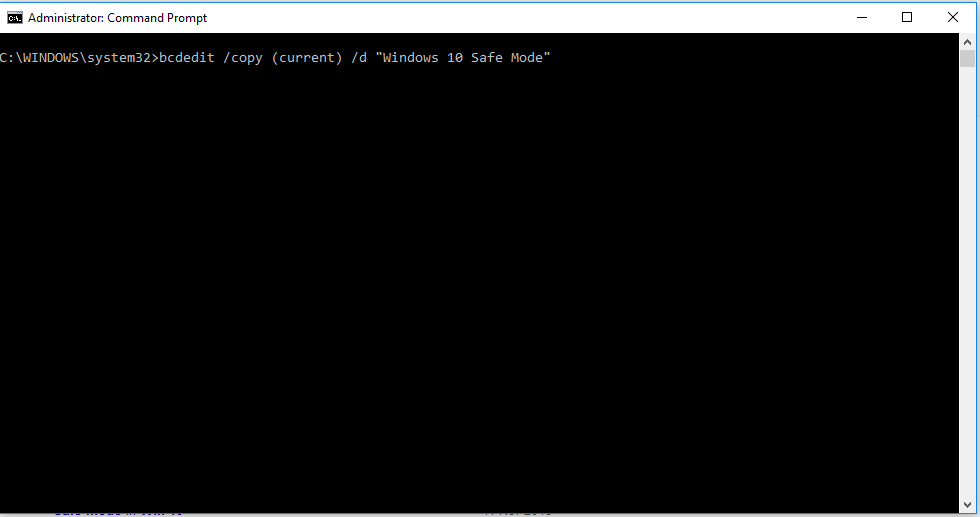 Windows safe mode -  Administrator: Command Prompt