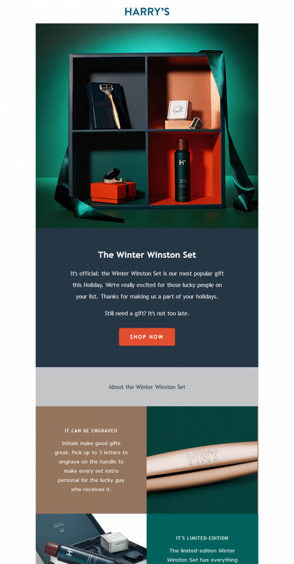 Harry's using seasonal colors in their email newsletter