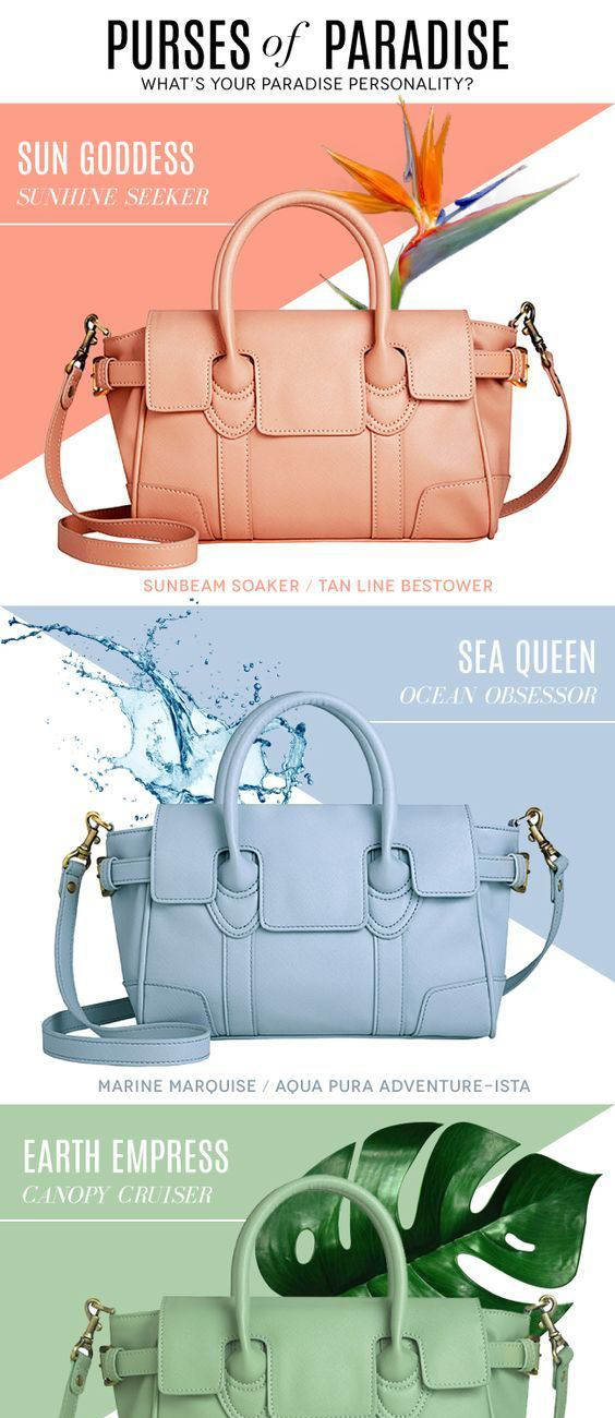 Purses of Paradise personalized email newsletter template offering a range of product colors