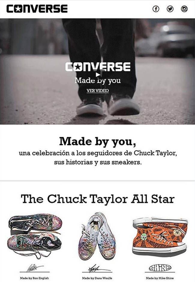 Converse embedding video content into its newsletter