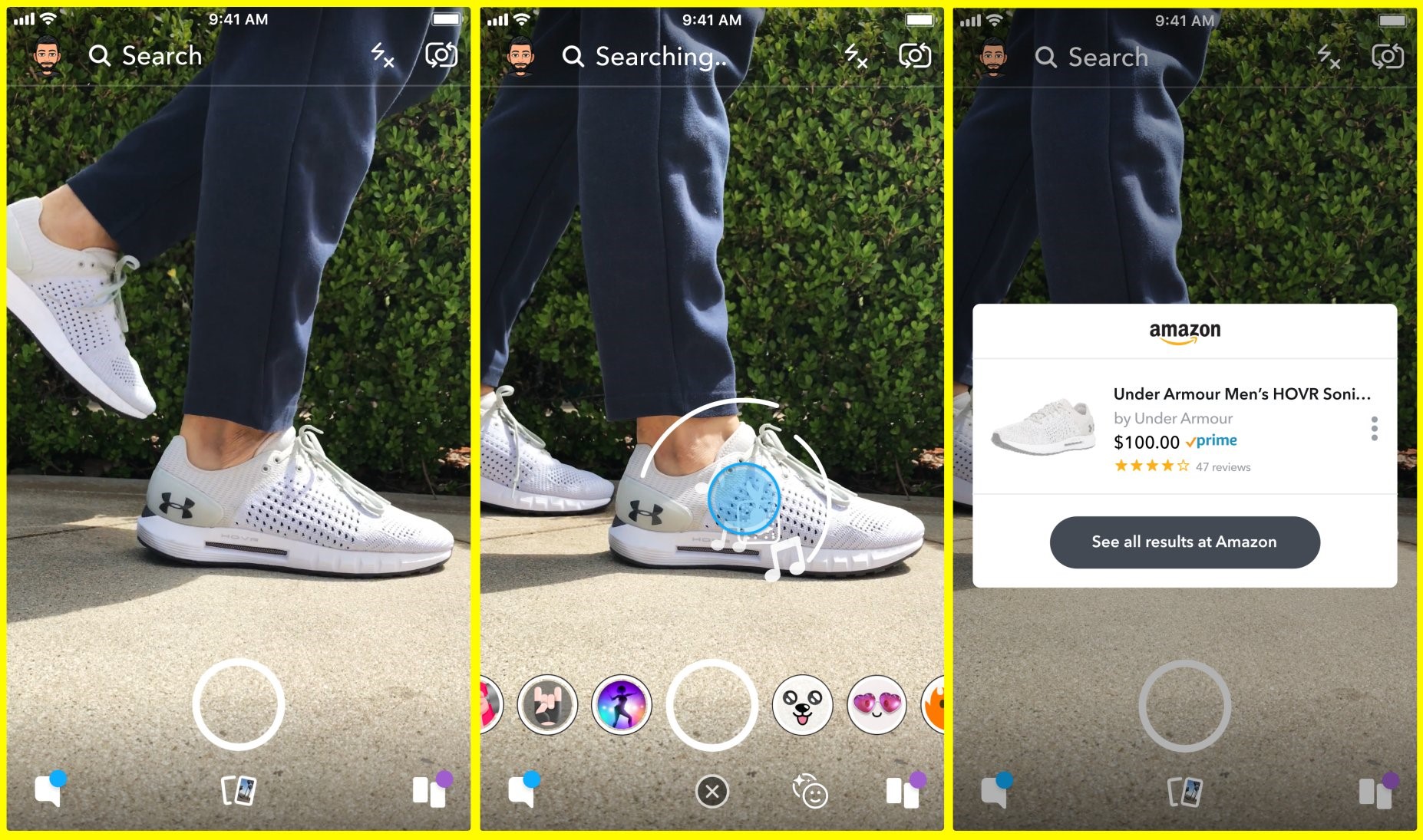Snapchat Stories allows you to point the camera at a product