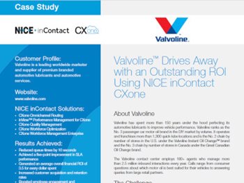 Valvoline Drives Away with an Outstanding ROI Using NICE inContact CXone