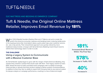 Blueshift Customer Stories: Tuft & Needle Improves Email Revenue by 181%