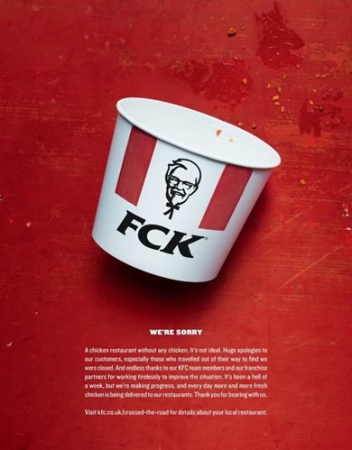 KFC apology ad sent out in newspapers