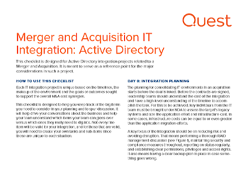 Quest Merger and Acquisition IT Integration
