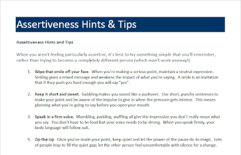 Assertiveness: Hints and Tips