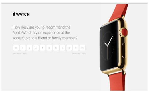 Apple Watch page on Apple website encouraging readers to review/rate the Apple Watch try-on experience
