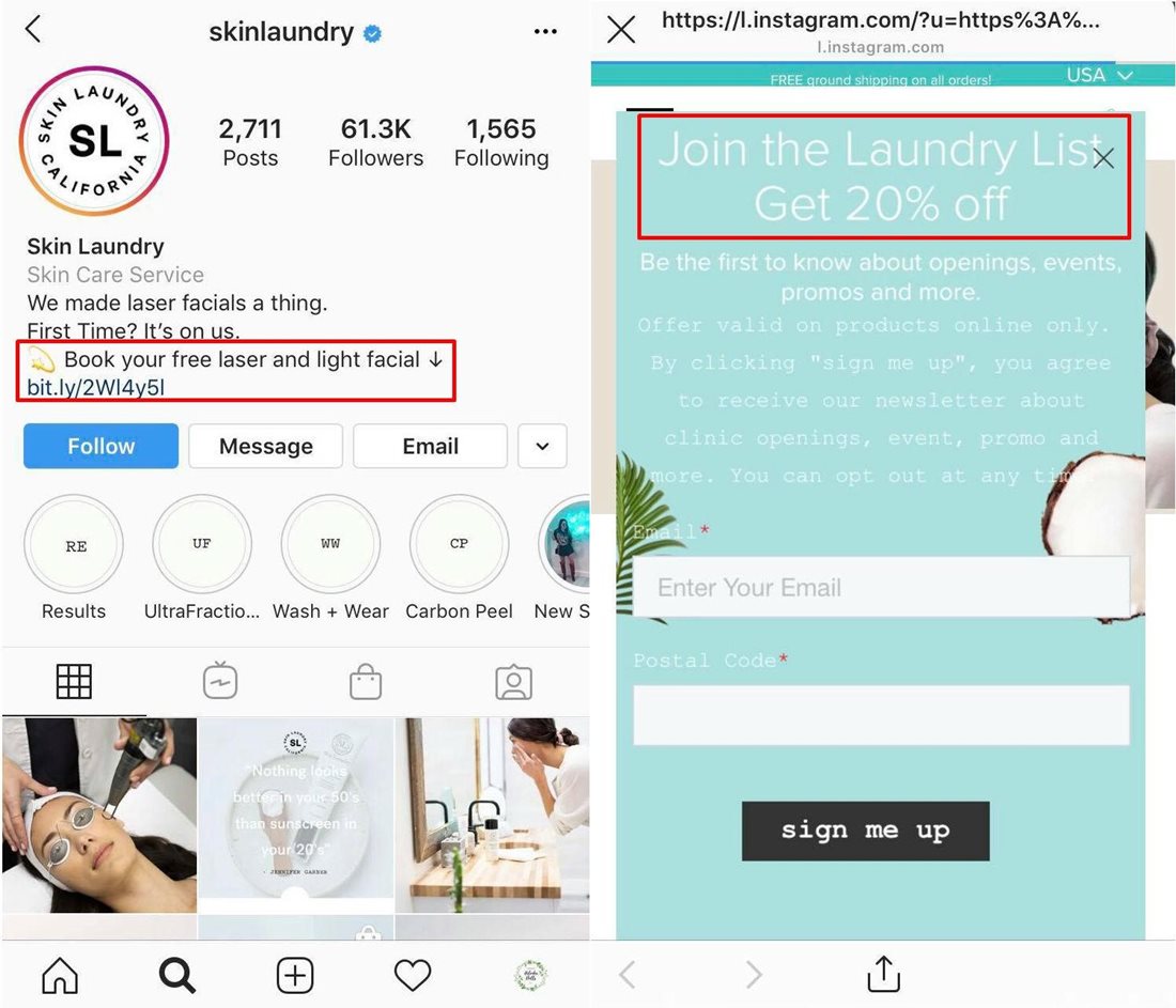 Skin Laundry using gated 'premium' content in their Instagram to offer incentives for memberships