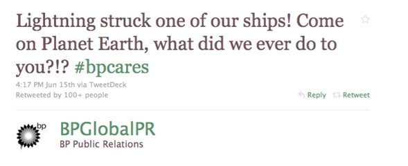BP Global parody tweet after Deepwater Horizon disaster