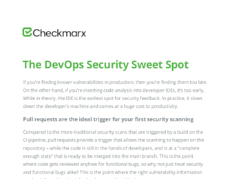 Checkmarx The DevOps Security Sweet Spot