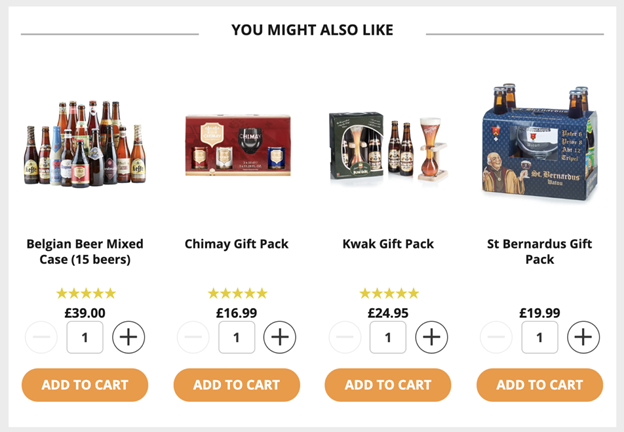 Product recommendations example from BeerHawk