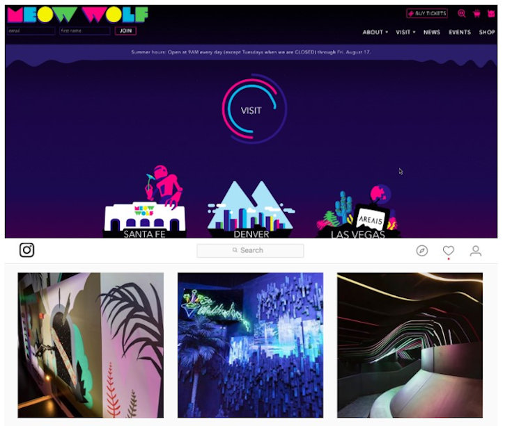 Meow Wolf - brand identity represented in visual design