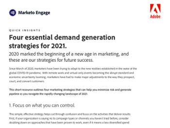 Marketo Four Essential Demand Generation Strategies for 2021