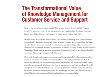 eGain The Transformational Value of Knowledge Management for Customer Service and Supp