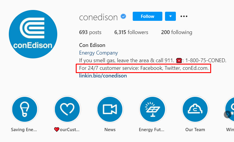 Redirect link to customer service on Instagram author bio