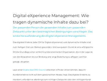 Digital eXperience Management: Wie tragen dynamische Inhalte dazu bei?