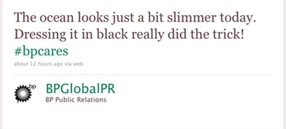 BP Global parody tweet after Deepwater Horizon disaster
