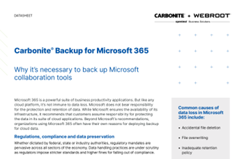 WEBROOT Why it’s Necessary to Back Up your Microsoft Collaboration Tools