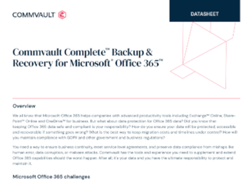 Commvault complete backup & recovery for Microsoft Office 365