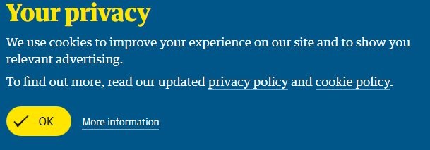 Example of a privacy pop-up