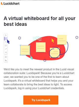 Lucidchart new product annoucement email