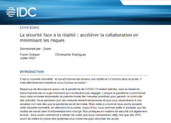 IDC Maturité et innovation de Zoom en matière de sécurité