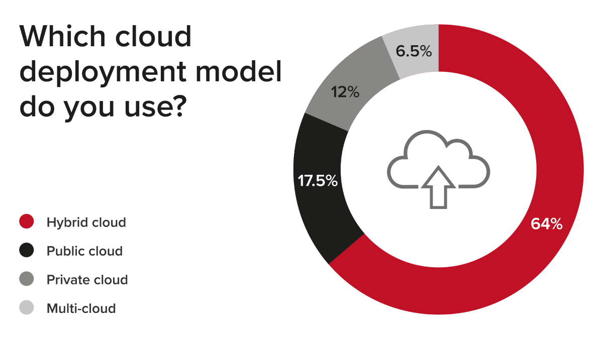 Cloud computing deployment model pie chart breakdown