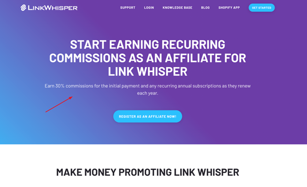 Link Whisperer referral program example