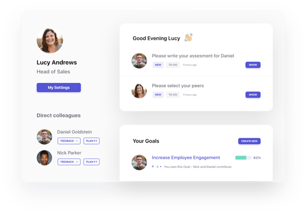 Screenshot of Leapsome productivity tool