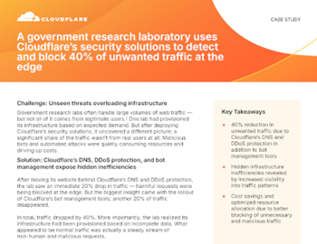 Cloudflare A Government Research Laboratory uses Cloudflareʼs Security Solutions