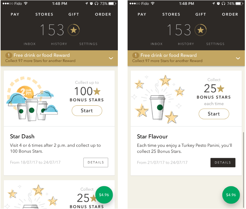 Starbucks loyalty rewards program app