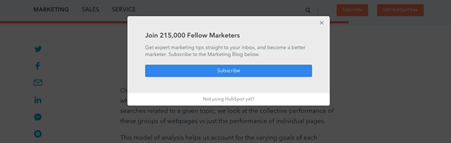 Exit-intent popup HubSpot example