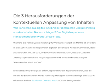 Die 3 Herausforderungen der kontextuellen Anpassung von Inhalten