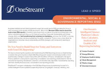 OneStream Environmental, Social & Governance Reporting (ESG)