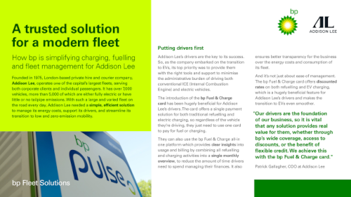 How bp is simplifying charging, fuelling and fleet management for Addison Lee
