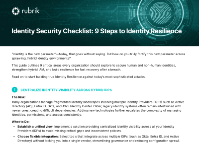 Identity Security Checklist: 9 Steps to Identity Resilience