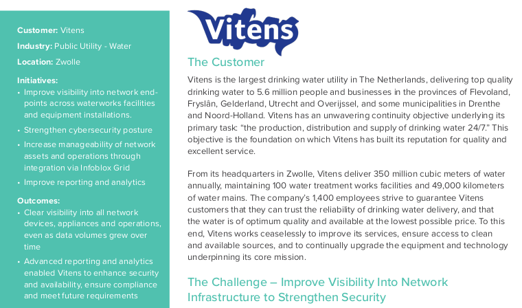 Vitens Moves to Cloud Security with BloxOne® Threat  Defense from Infoblox