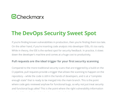 The DevOps Security Sweet Spot