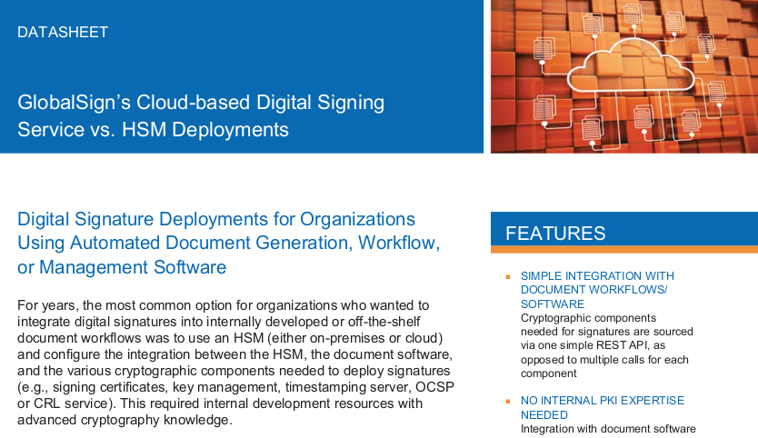 GlobalSign's Cloud-based Digital Signing Service vs. HSM-based Deployments