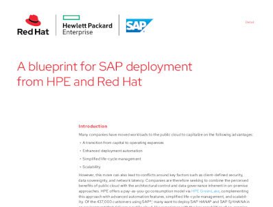 A blueprint for SAP deployment from HPE and Red Hat