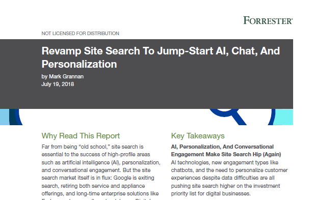 [Forrester Report] Revamp Site Search To Jump-Start AI, Chat, And Personalizatio