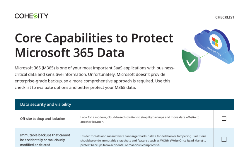 Core Capabilities to Protect Microsoft 365 Data