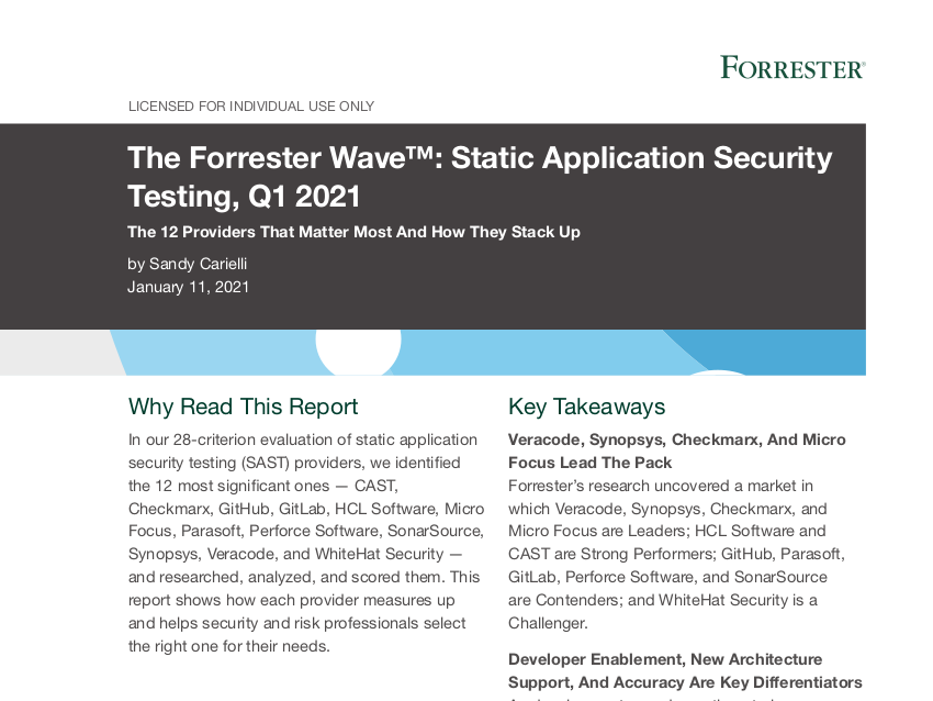 The Forrester Wave™: Static Application Security Testing